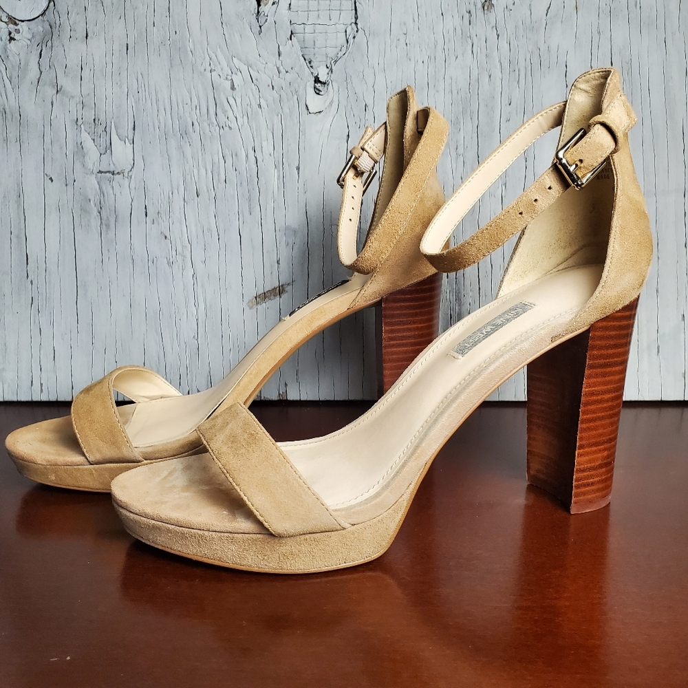 Nine West Dempsey Ankle Strap Platform Heel, 10, Tan